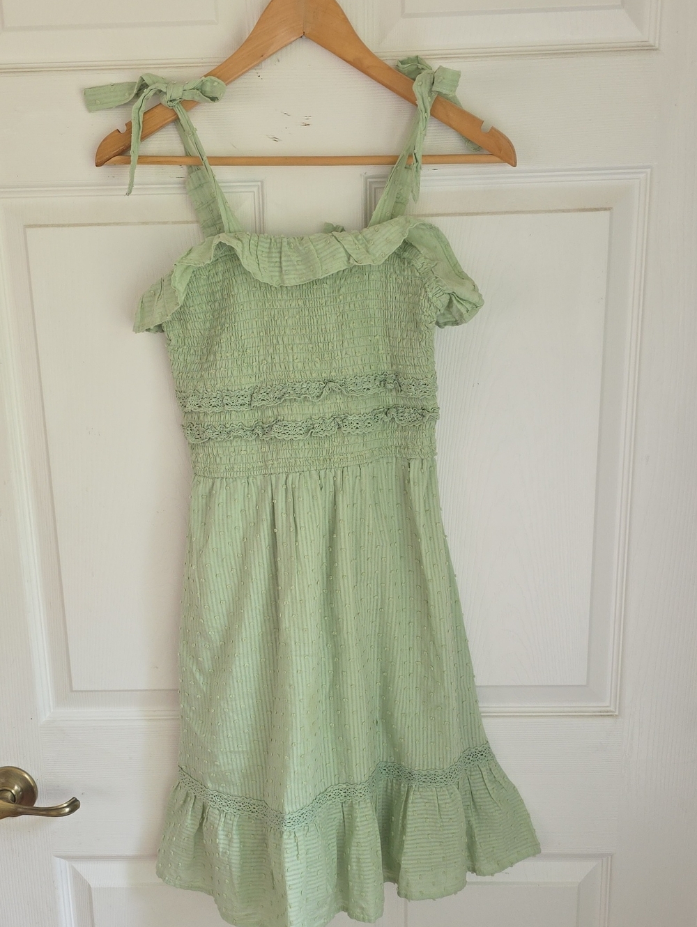 Girls' Sage Green Ruffle Summer Dress